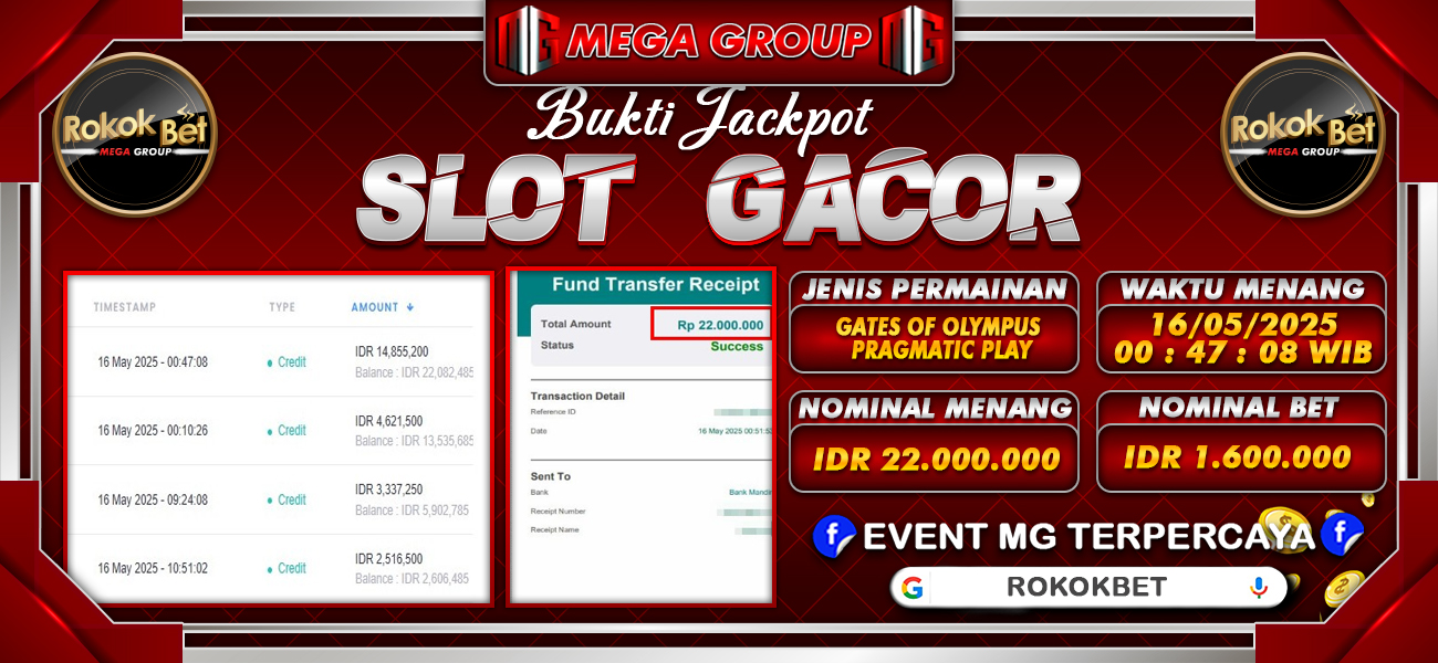 Bukti JP situs Rokokbet hari Jumat, 16 Mei 2025