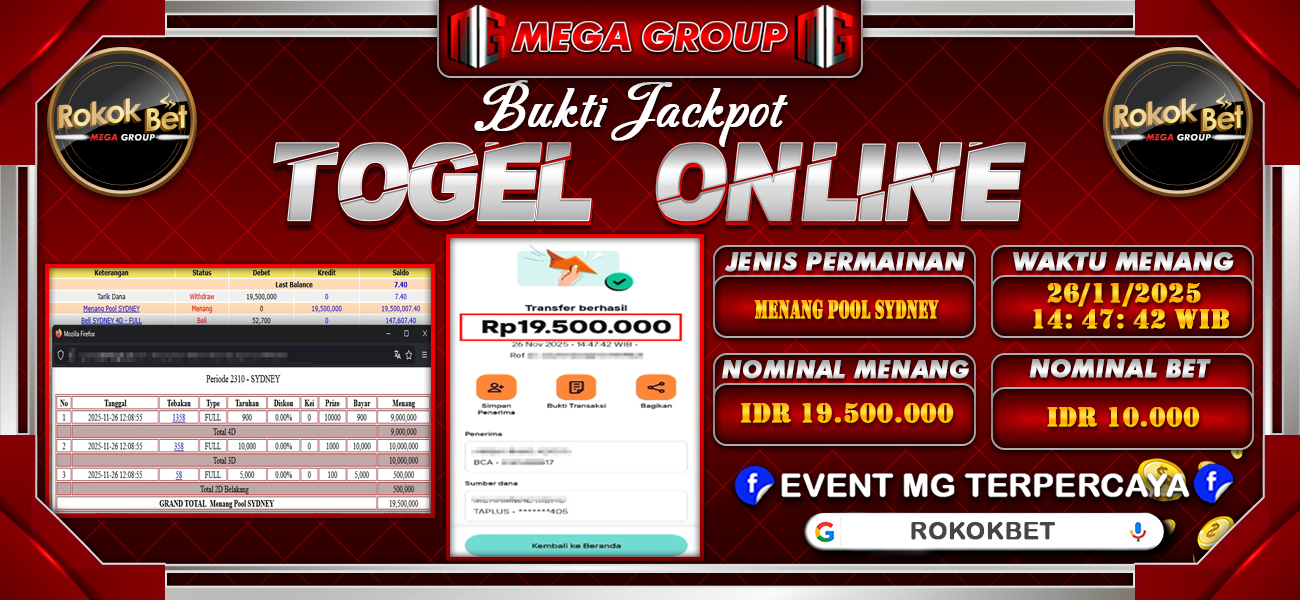 Bukti JP situs Rokokbet hari Rabu, 26 November 2025