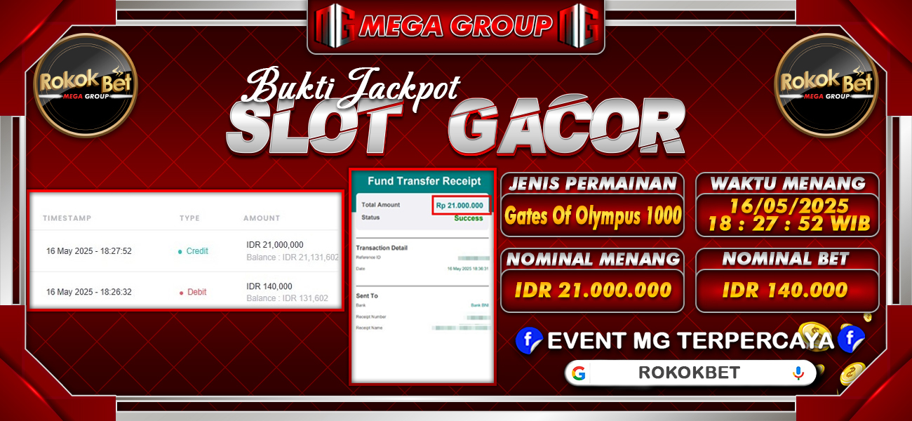Bukti JP situs Rokokbet hari Jumat, 16 Mei 2025