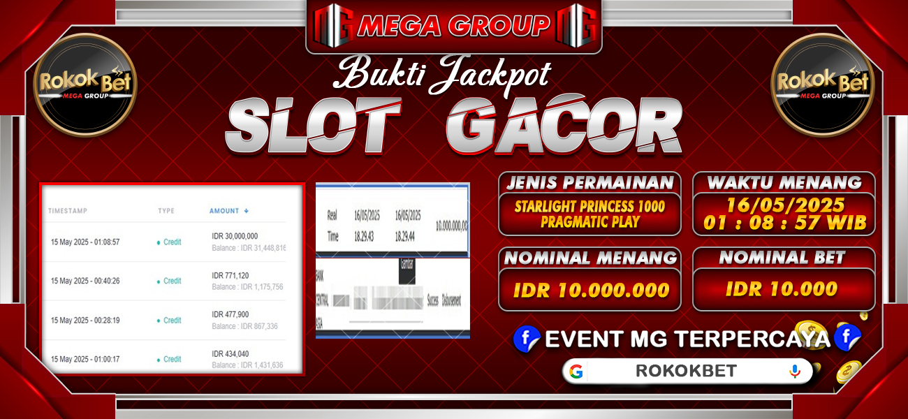 Bukti JP situs Rokokbet hari Jumat, 16 Mei 2025
