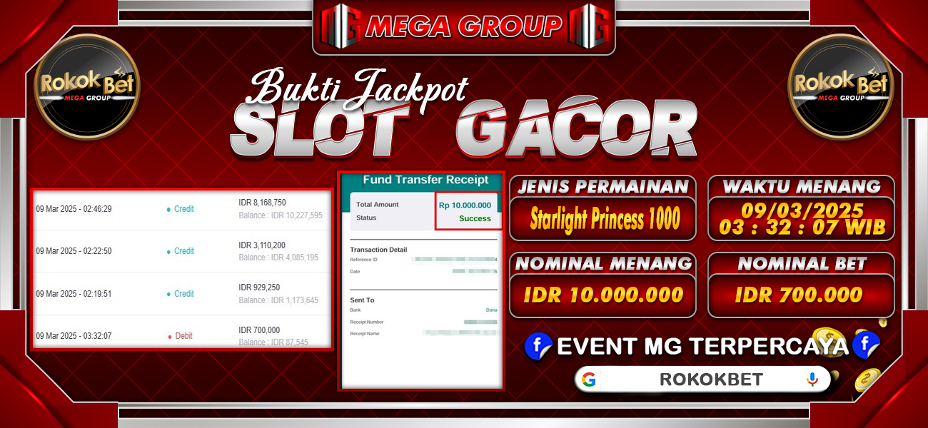 Bukti JP situs Rokokbet hari Minggu, 09 Maret 2025