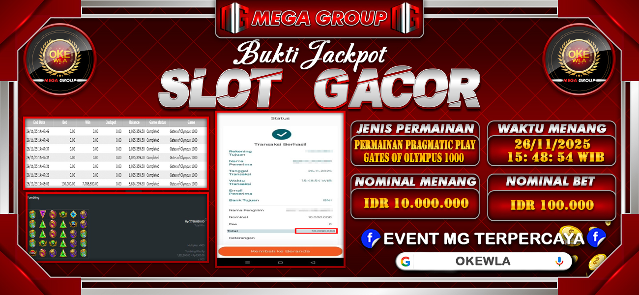 Bukti JP situs Okewla hari Rabu, 26 November 2025