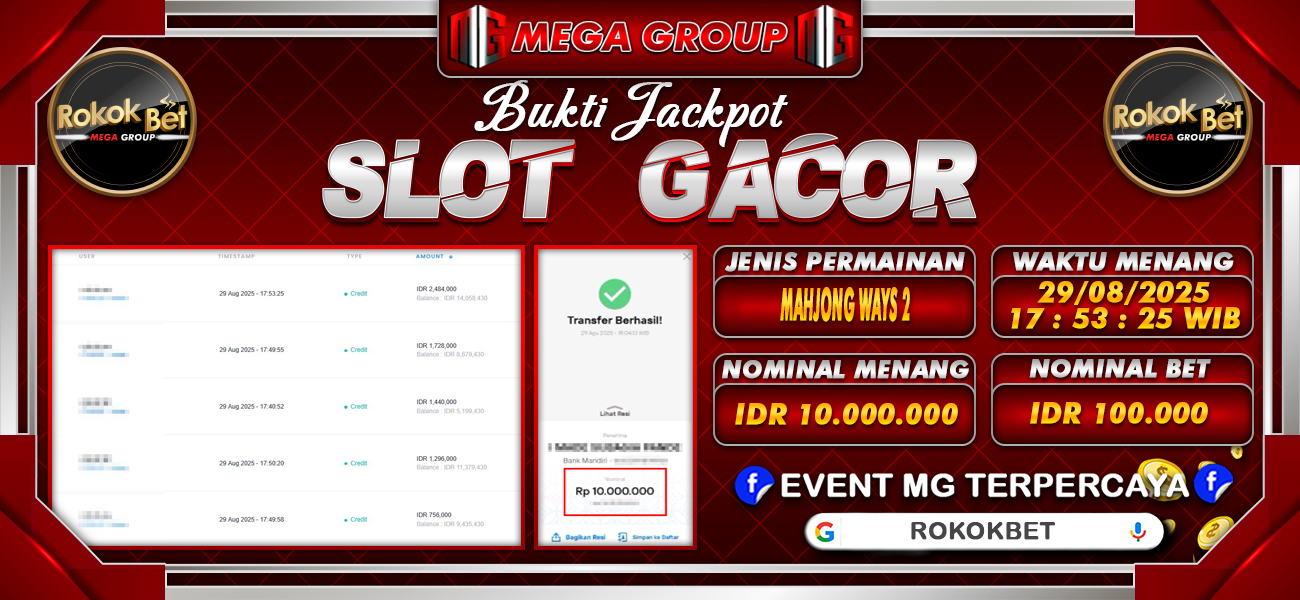 Bukti JP situs Rokokbet hari Jumat, 29 Agustus 2025
