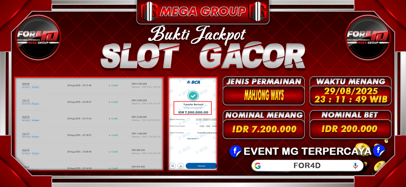 Bukti JP situs For4D hari Sabtu, 30 Agustus 2025