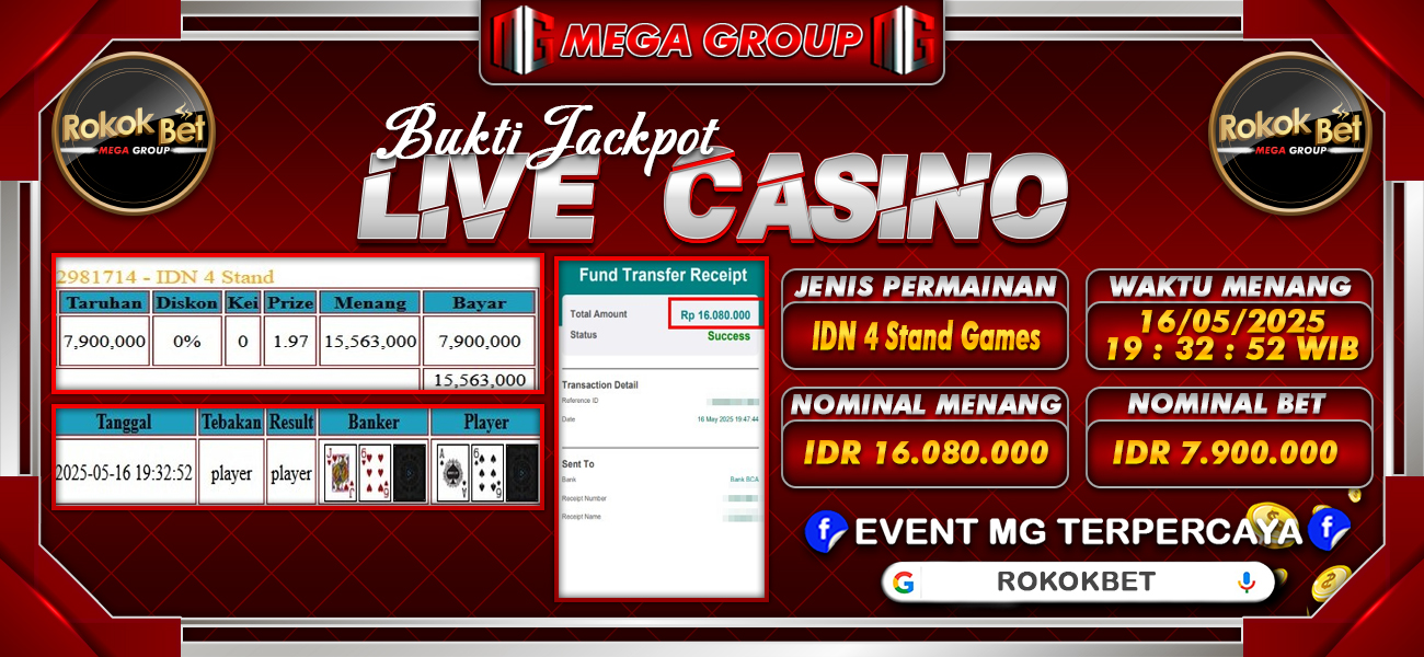 Bukti JP situs Rokokbet hari Jumat, 16 Mei 2025