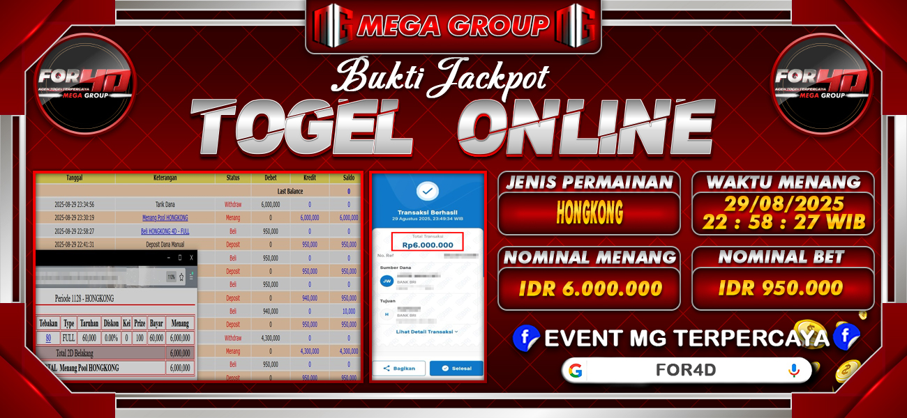 Bukti JP situs For4D hari Sabtu, 30 Agustus 2025