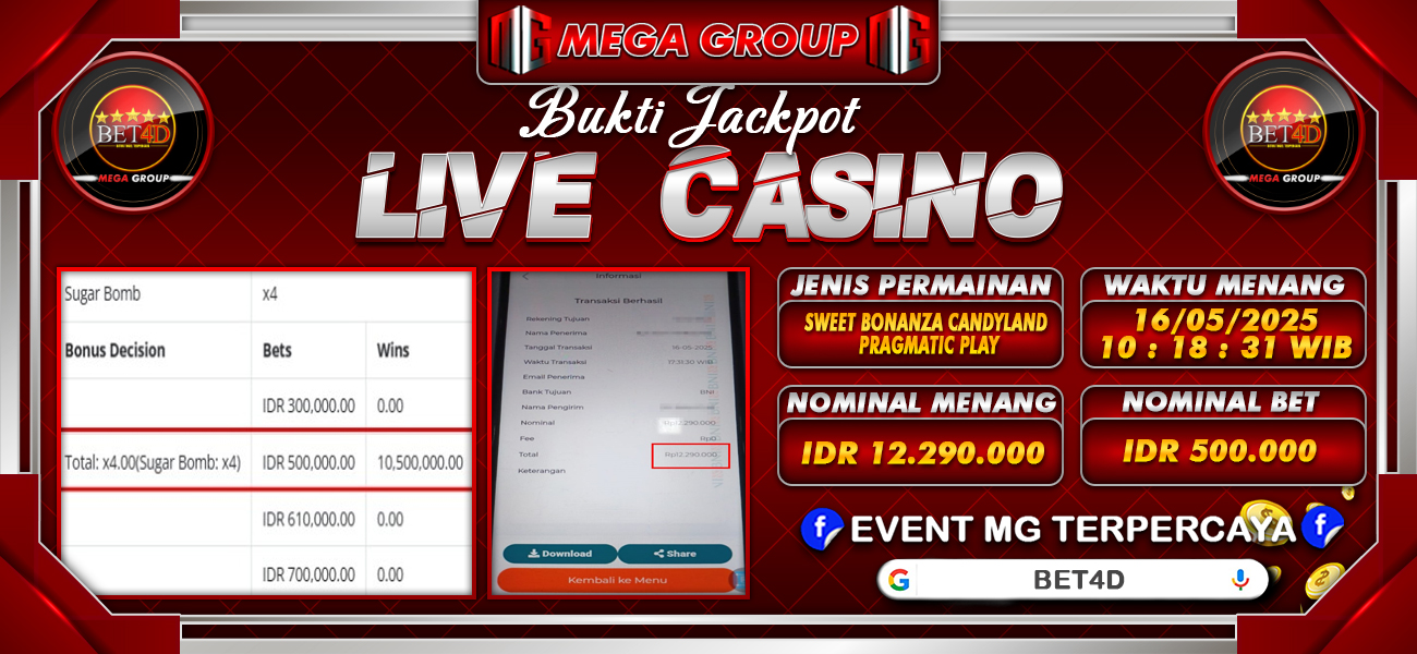 Bukti JP situs Bet4D hari Jumat, 16 Mei 2025