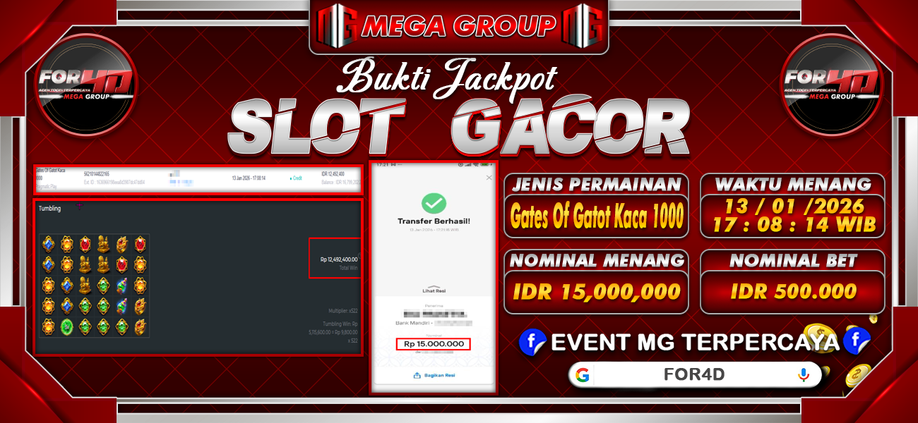 Bukti JP situs For4D hari Selasa, 13 Januari 2026