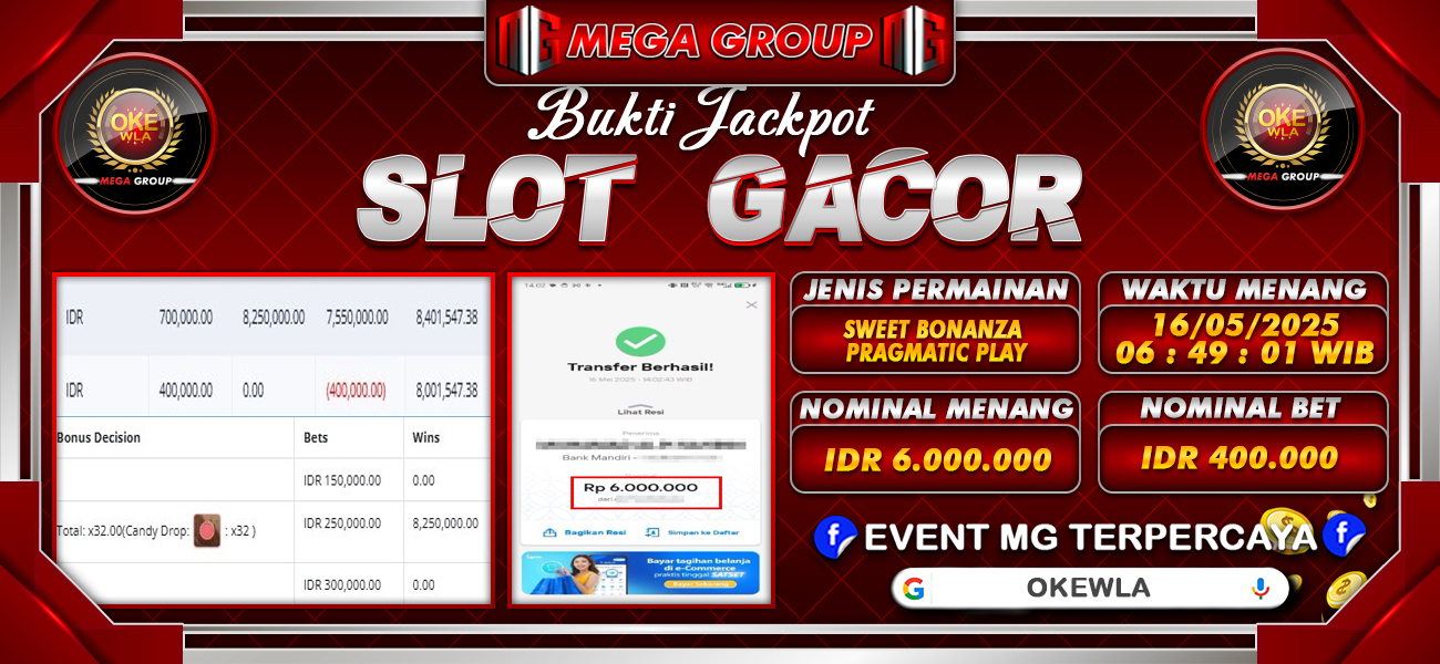 Bukti JP situs Okewla hari Jumat, 16 Mei 2025